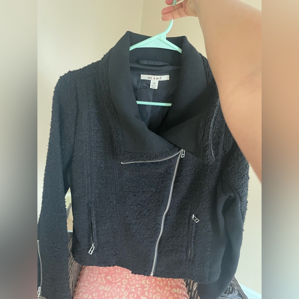 Black Textured Women's Jacket